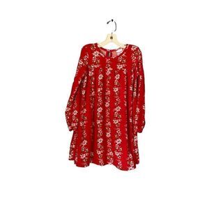 Nannette  kids Girls red floral longsleeve dress size six